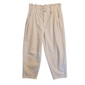 American Eagle Barrel Paper Bag Corduroy Pants Womens 8 Reg Ivory High Rise